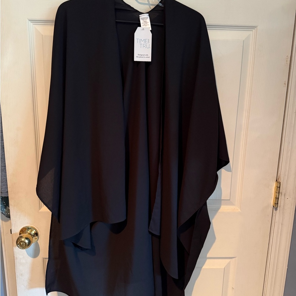 Time and Tru Black Open Front Cardigan